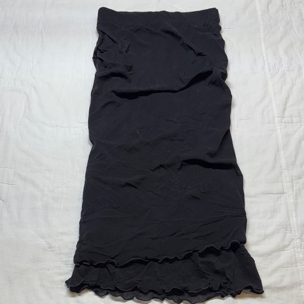 NWT Intimately Free People Return of the Ruffle Maxi Slip Skirt S | Black Mesh